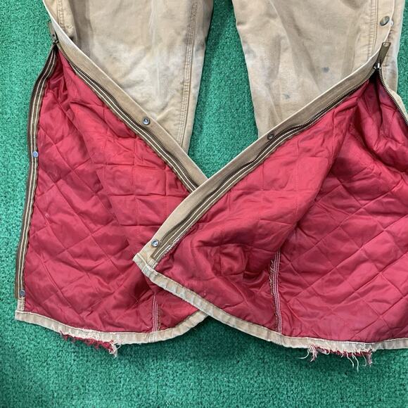 VINTAGE MEN'S CARHARTT 44 REGULAR QUILT LINED BROWN COVERALLS 996QZR USA - Picture 8 of 16